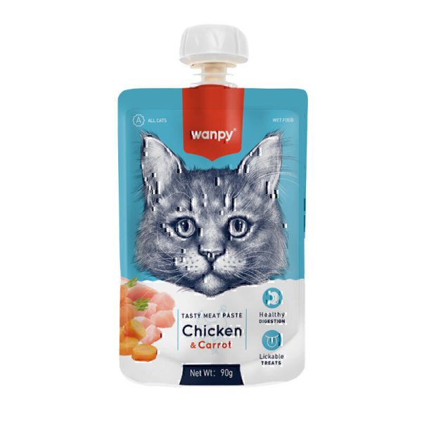 پودینگ گربه ونپی با طعم مرغ و هویج سفارش اروپا Wanpy Tasty Meat Paste وزن 90 گرم